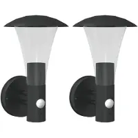 vidaXL Lampes murales d'extérieur avec détecteur de mouvement 2 pcs. noir acier inoxydable
