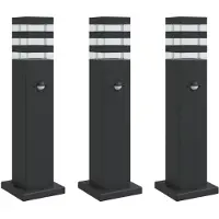 vidaXL Lampes d'allée avec détecteur de mouvement 3 pcs. noir 50 cm aluminium