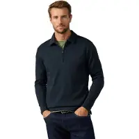 Hackett pour homme. HM5800134 sweat polo à fermeture éclair et logo waffle mairno (M), Casuel, Polyester, Manche longue, Marine