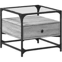 vidaXL Table basse avec plateau en verre Gris Sonoma 50x50x45 cm Acier