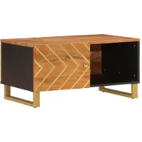 vidaXL Table basse marron et noire 80x50x40 cm en bois massif de manguier