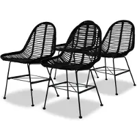 vidaXL Chaise de salle à manger 4 pcs. Rotin naturel noir