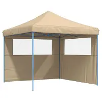 vidaXL Tente de réception pliable Pop-Up avec 2 parties latérales Beige
