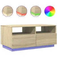 vidaXL Table basse avec lampes LED Chêne Sonoma 90x49x40 cm