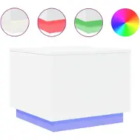 vidaXL Table basse avec lampes LED Blanc 50x50x40 cm