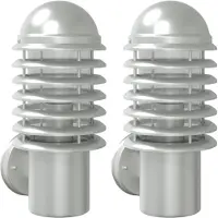 vidaXL Lampes murales extérieures 2 pcs. argent acier inoxydable