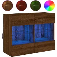 vidaXL Armoire TV murale avec lampes LED brun imitation chêne