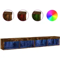 vidaXL Armoires TV avec lampes LED 2 pcs. Chêne fumé 100x30x30 cm