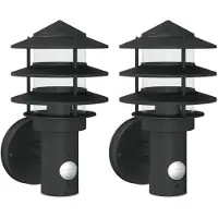 vidaXL Lampes murales d'extérieur avec détecteur de mouvement 2 pcs. noir acier inoxydable