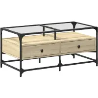 vidaXL Table basse avec plateau en verre Chêne Sonoma 98,5x50x45 cm Acier
