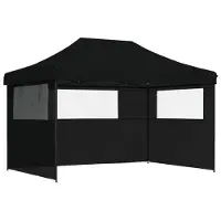 vidaXL Tente de réception pliable Pop-Up avec 3 parties latérales noire