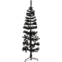 vidaXL Demi sapin de Noël artificiel mince avec support Noir 120 cm
