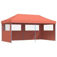 vidaXL Tente de réception pliable Pop-Up avec 3 parties latérales Terracota
