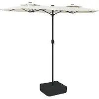 vidaXL Parasol double avec lampes LED blanc sable 316x145 cm