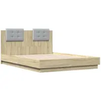 vidaXL Cadre de lit avec tête de lit Chêne Sonoma 135x190 cm Bois composite