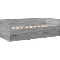 vidaXL Lit de jour avec tiroirs sans matelas Gris Sonoma 90x200 cm