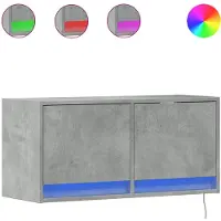 vidaXL Armoire TV murale avec éclairage LED gris béton 80x31x38 cm