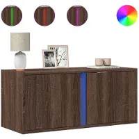 vidaXL Armoire TV murale avec éclairage LED aspect chêne 80x31x35 cm