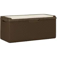 vidaXL Coffre de jardin avec coussin d'assise Marron 350 L PP