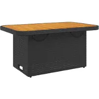 vidaXL Table de jardin noire 90x55x71 cm Poly rotin et bois d'acacia