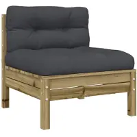vidaXL Canapé de jardin sans accoudoirs avec coussins en bois de pin