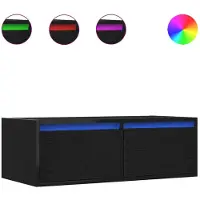 vidaXL Armoire TV avec lampes LED noir aspect chêne 75x35,5x25 cm