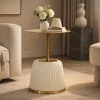 Dmora Kep - Table Basse, 43x35x43h cm Blanc, Forme Ronde