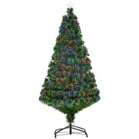 BellaFurn Arbre de Noël artificiel avec éclairage LED à fibres optiques, vert, 150 cm | Couleur : Vert | Dimensions : 75 x 75 x 150 cm