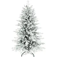 BellaFurn Arbre de Noël artificiel, 150 cm de haut, avec effet neige, 1162 branches | Couleur : vert et blanc | Dimensions : 93 x 93 x 150 cm