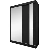 Beautysofa Armoire GAJA, 160 cm, avec miroir – Armoire coulissante à 2 portes, pour chambre à coucher, noire/noire, sans tiroirs
