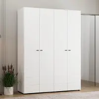 Dmora Soris - Grande Armoire, 155x208h cm Blanc Mat, Porte-Vêtements