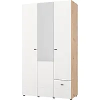 Dmora - Armoire 3 Portes, 117x52 cm Blanc Mat, Porte-manteaux