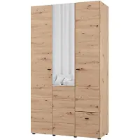 Dmora Seram - Armoire 3 Portes, 117x52 cm Chêne Marron Noeuds, Porte-manteau