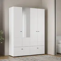 Dmora Spigno - Grande Armoire, 155x208h cm Blanc Mat, 2 Étagères