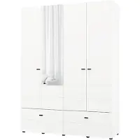 Dmora Spigno - Grande Armoire, 155x208h cm Blanc Mat, 2 Étagères