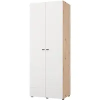 Dmora Garde-robe Pomar - 2 Portes, 79x208h cm Blanc Mat, Porte-manteaux