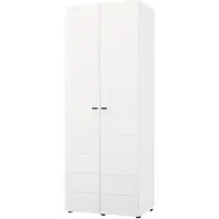Dmora Pomar - Armoire 2 Portes, 79x208h cm Blanc Mat, Porte-manteaux