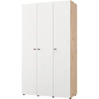 Dmora Ronco - Armoire 3 Portes, 117x52 cm Blanc Mat, Porte-manteaux