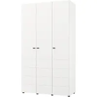 Dmora Ronco - Armoire 3 Portes, 117x52 cm Blanc Mat, Porte-manteaux