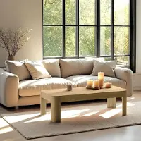 Macabane ELLA - Table basse rectangulaire L122 couleur naturelle design arrondi