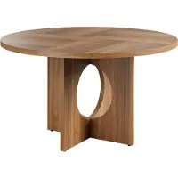 StarTech.com Table ronde - Table de cuisine pour 4 à 6 personnes - Pied en colonne moderne - Bois - Design économe en espace - Marron
