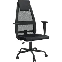vidaXL Chaise de bureau Réglable en hauteur Noir Résille et similicuir