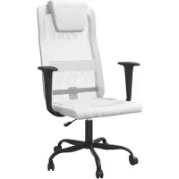 vidaXL Chaise de bureau , réglable en hauteur, blanche, en tissu maillé et similicuir