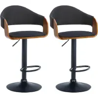 CLP 2x Tabouret de bar Nilse - tissu, structure noire - noyer/noir