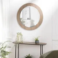 Macabane JULIA - Miroir rond D80cm en bois marron