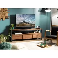 Macabane SIXTINE - Meuble TV marron 3 tiroirs 1 étagère en bois de teck recyclé