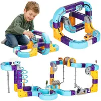 Kik Blocs de construction magnétiques : circuit de course automobile, 129 pièces