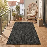 Teppium Tapis Extérieur 60x100 cm Noir Uni Tissage Plat Résistant UV
