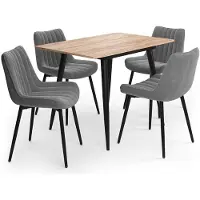 Vicco Ensemble table à manger Beaver Chêne de force doré/Noir 110x70cm avec 4 chaises, gris, Model 62745