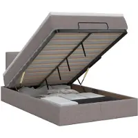 Syfax Lit Ottoman avec matelas et tête de lit taupe, 120 x 200 cm, revêtement en tissu